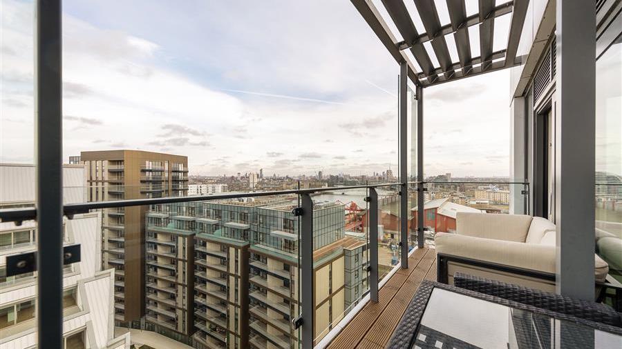 Riverside flat for sale in Enterprise Way, SW18 featuring a balcony, a ...